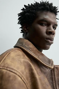 VINTAGE EFFECT LEATHER JACKET