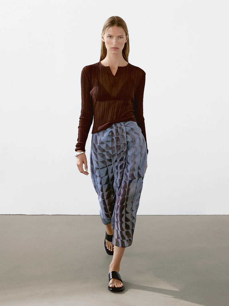 Long sleeve ribbed T-shirt