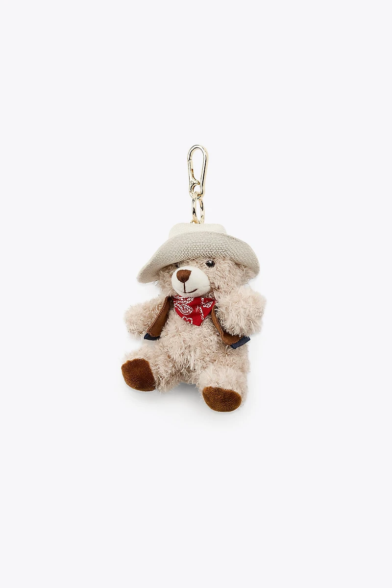 COWBOY TEDDY BEAR CHARM KEYCHAIN