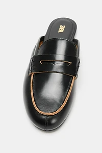 LEATHER SLINGBACK LOAFERS