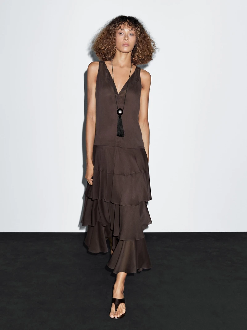 Long flowing dress with ruffles