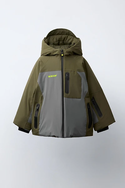 BLOUSON À CAPUCHE COLOR BLOCK IMPERMÉABLE ET COUPE-VENT SYSTÈME RECCO® COLLECTION SKI