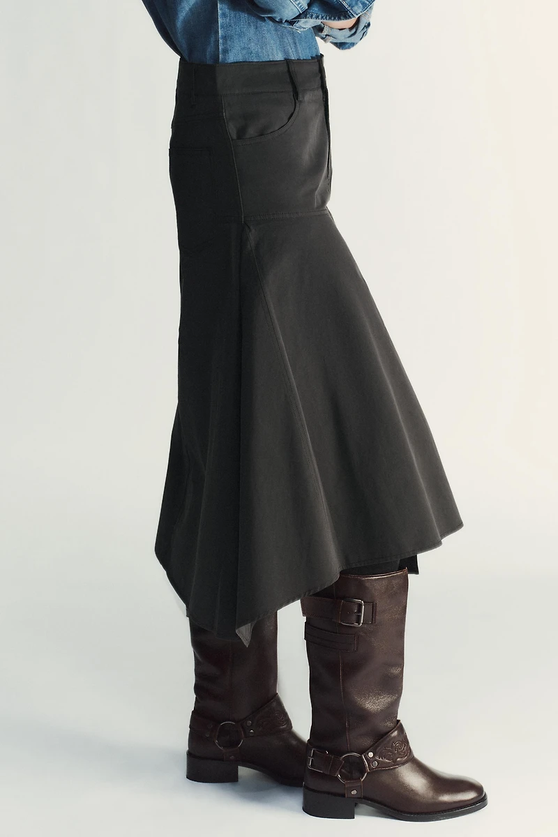ASYMMETRICAL MIDI SKIRT