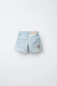 CROCHET PATCH DENIM SHORTS