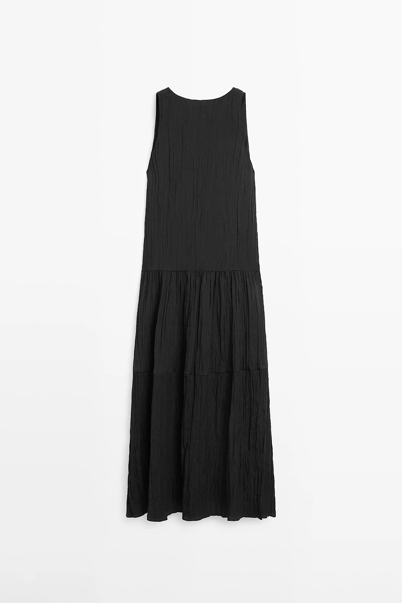 Robe midi fluide plissée
