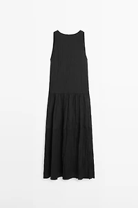 Robe midi fluide plissée