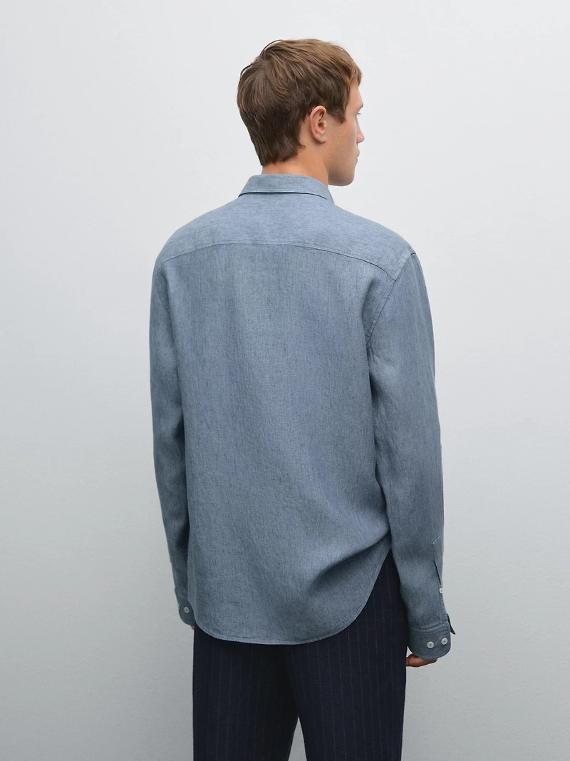 Chemise regular délavée en lin