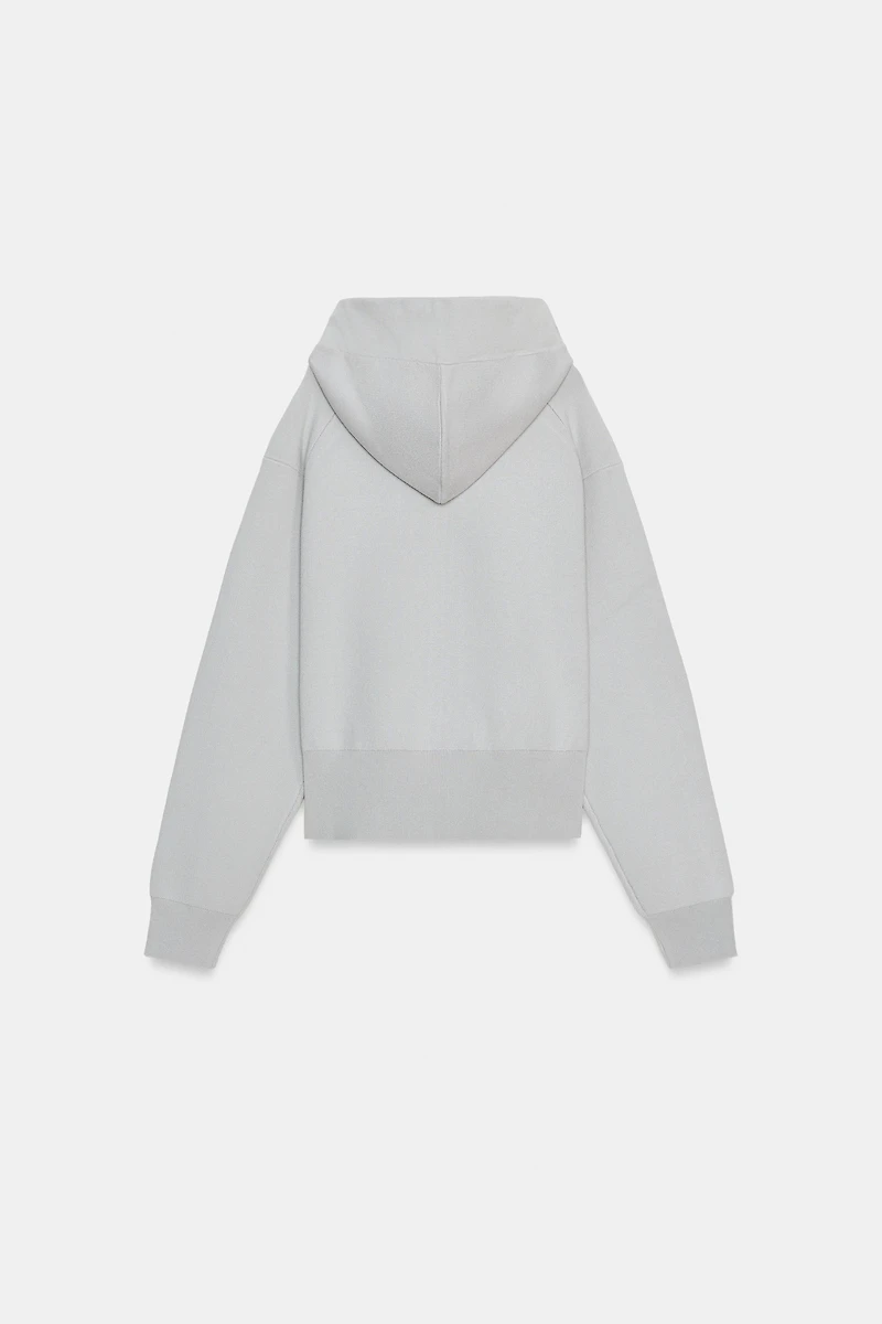 HOODED TIE KNIT JACKET