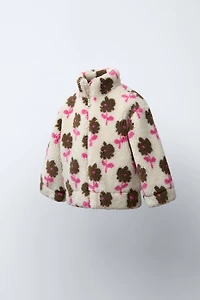 VESTE EFFET MOUTON À FLEURS