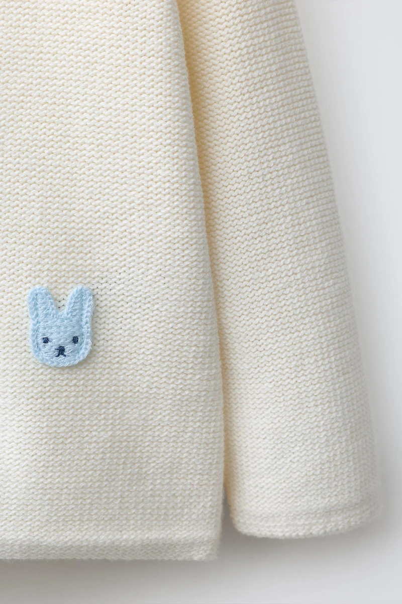 KNIT JUMPER WITH BUNNY PATCHES