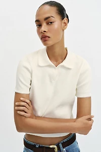 POLO EN MAILLE DENTELLE CONTRASTE