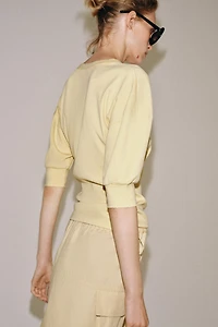 RIB KNIT VOLUMINOUS SLEEVE T-SHIRT