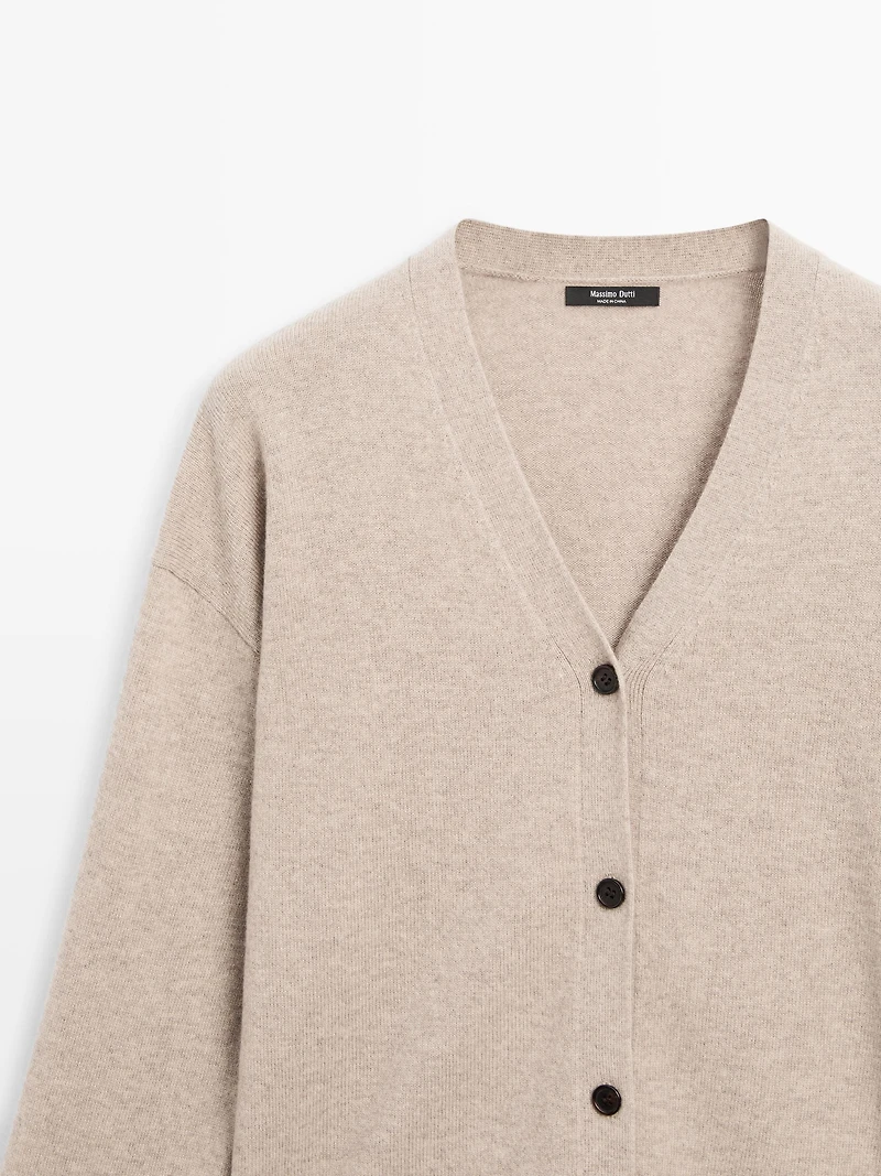 Wool blend V-neck knit cardigan