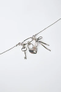 COLLIER PENDENTIFS CLÉ, NŒUD ET CADENAS