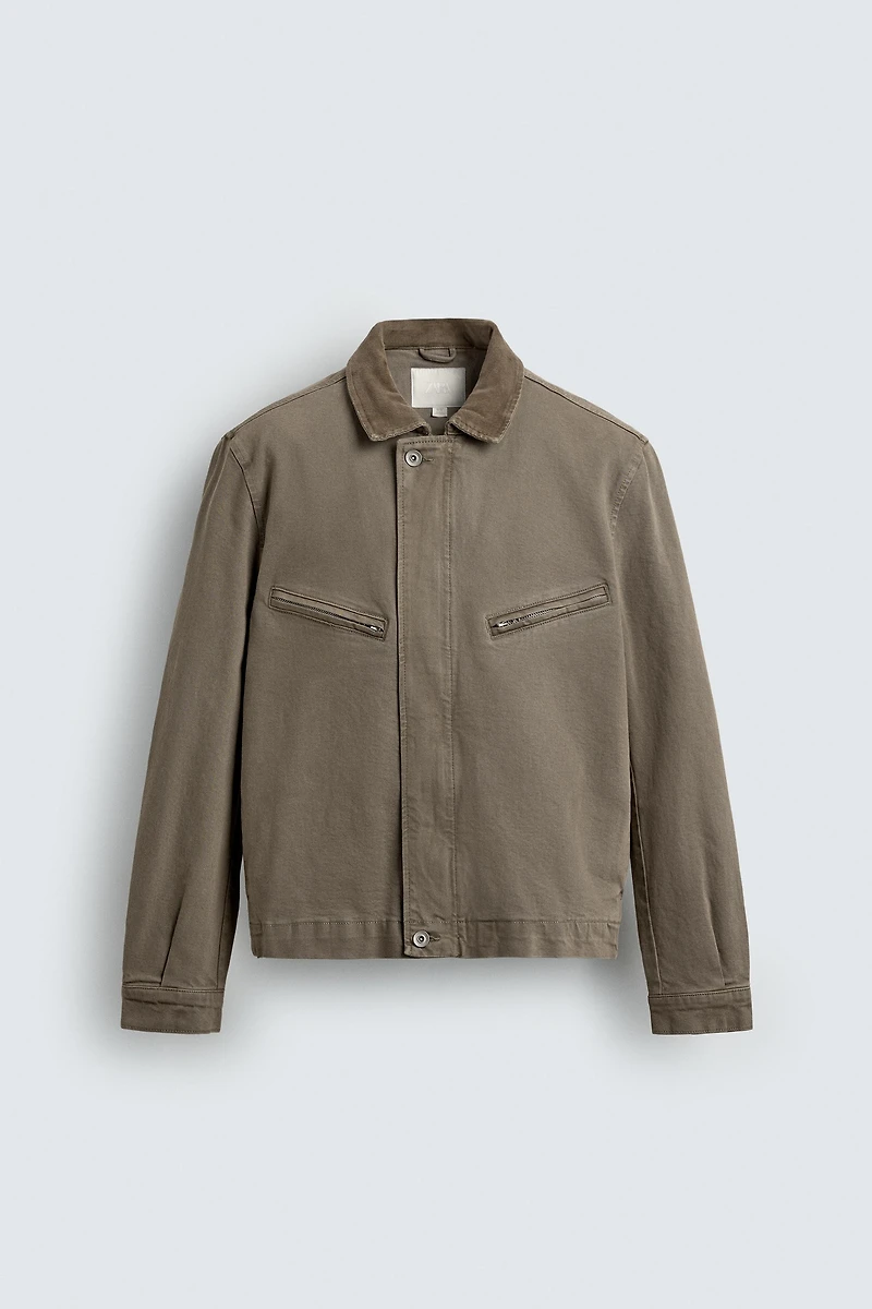 CROPPED FIT CORDUROY COLLAR JACKET