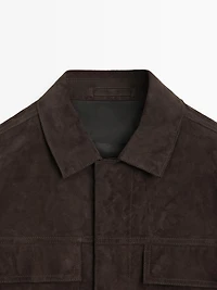 Suede leather jacket with pockets
