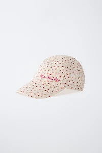 EMBROIDERED TEXT FLORAL CAP