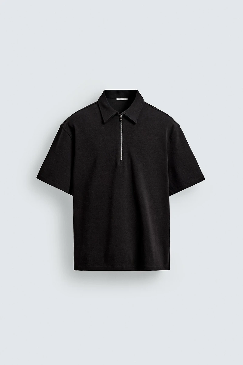 RELAXED FIT ZIP POLO SHIRT