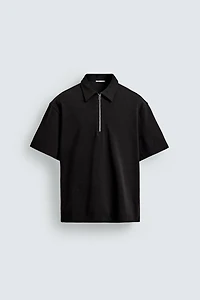 RELAXED FIT ZIP POLO SHIRT
