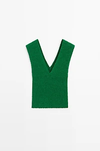 Cotton blend V-neck knit top