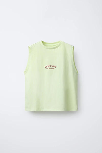 TEXT SLEEVELESS T-SHIRT