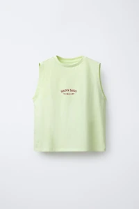 TEXT SLEEVELESS T-SHIRT