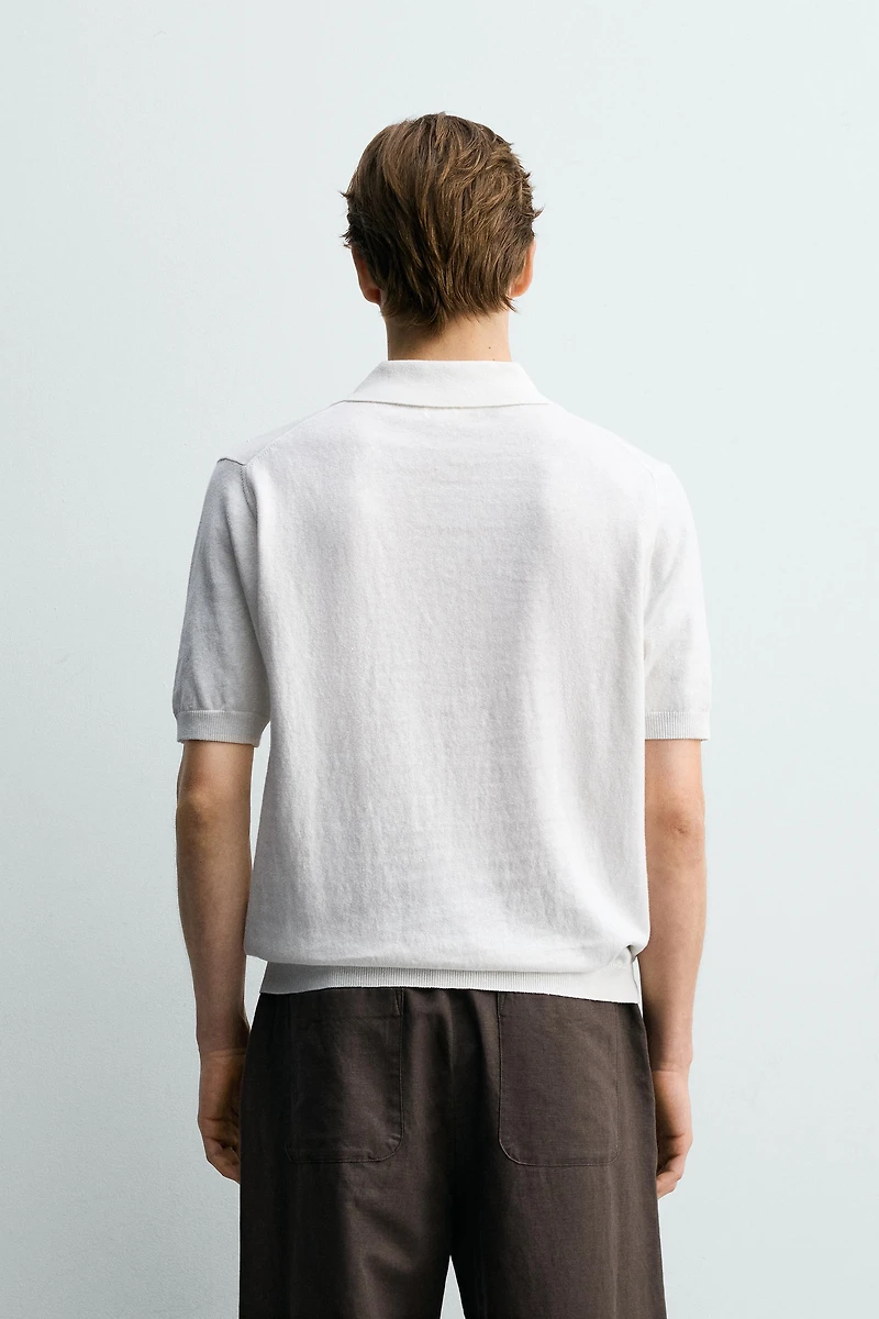 POLO EN MAILLE REGULAR FIT COTON ET LIN