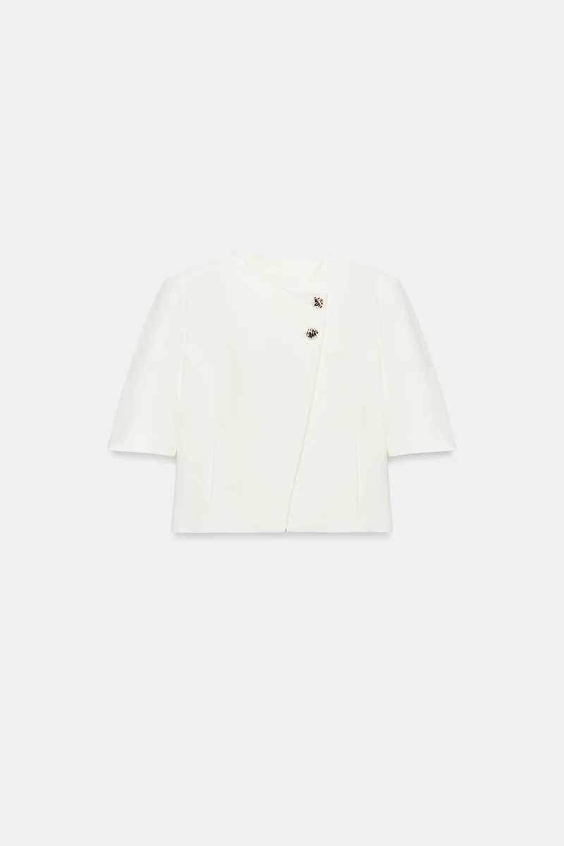 VESTE À MANCHES COURTES ET ÉPAULETTES