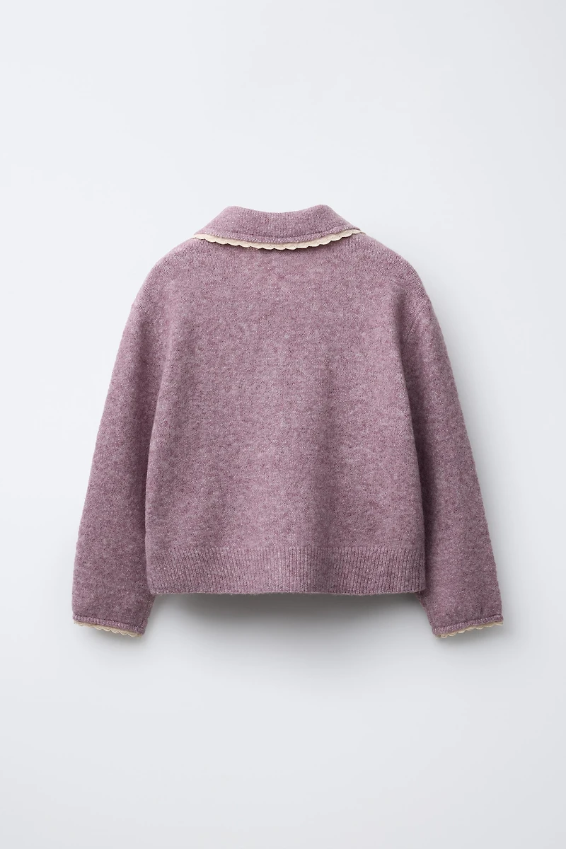 LACE TRIM CARDIGAN