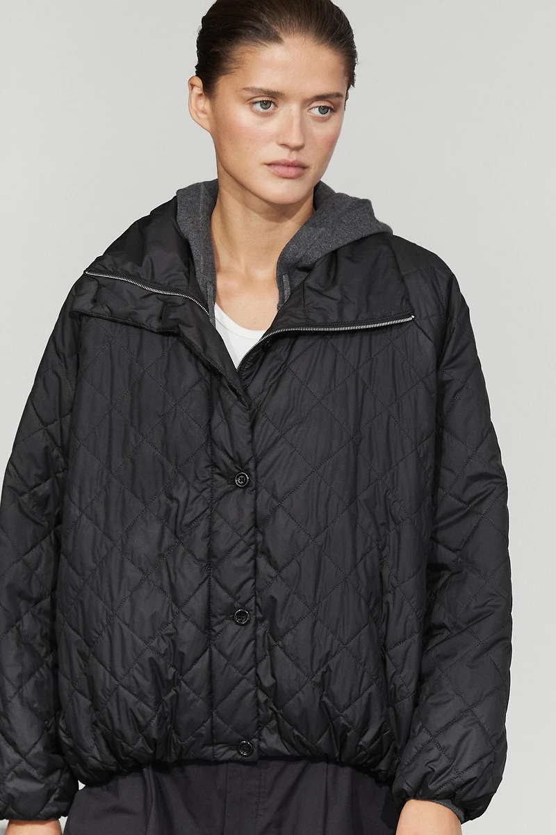 High neck quilted bomber jacket