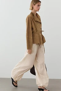 Veste à cordon en cuir et daim