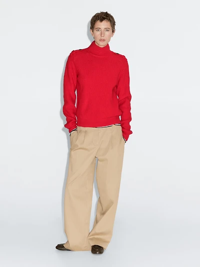 Pull épaule fantaisie en laine mélangée