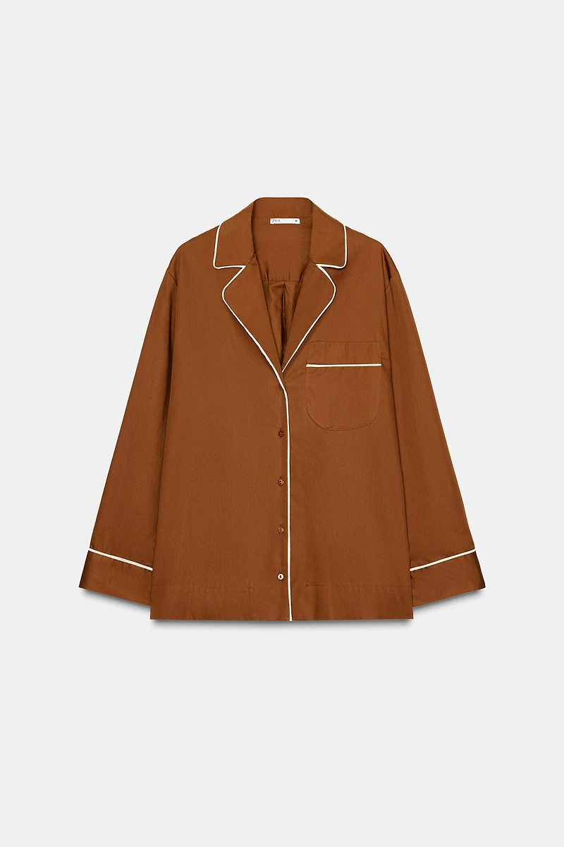 CONTRASTING POPLIN PAJAMA SHIRT