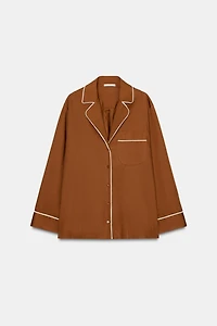 CONTRASTING POPLIN PAJAMA SHIRT