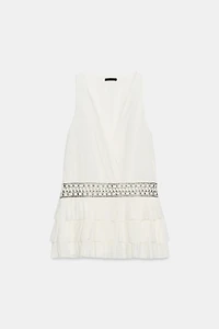 CHIFFON RUFFLED STUDDED DRESS