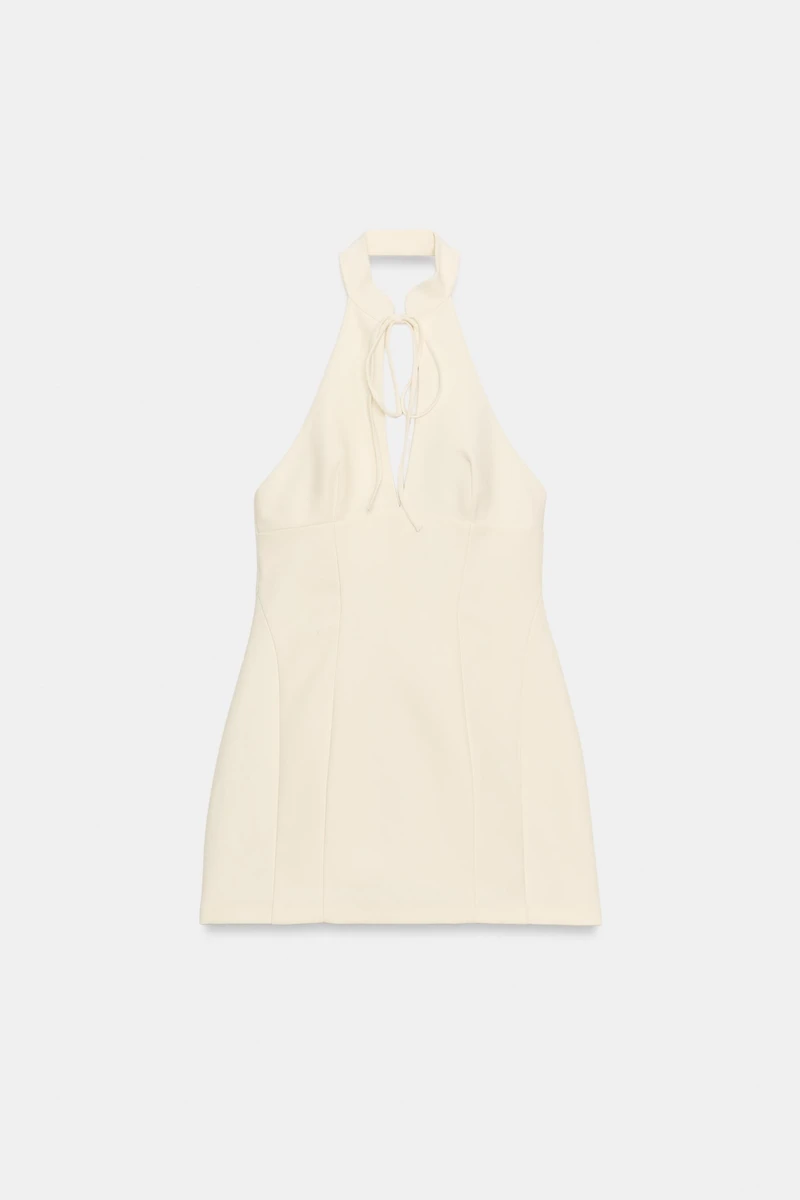 ROBE COURTE HALTER À VOLUME