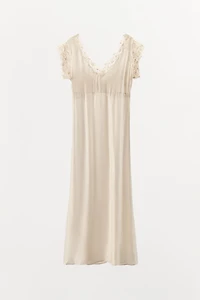 SATIN EFFECT LACE SLIP DRESS