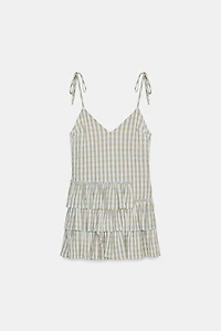 PLAID RUFFLED MINI DRESS