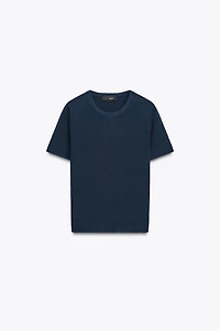 TOP EN MAILLE UNIE À MANCHES COURTES
