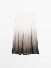 Ombré print box pleat midi skirt