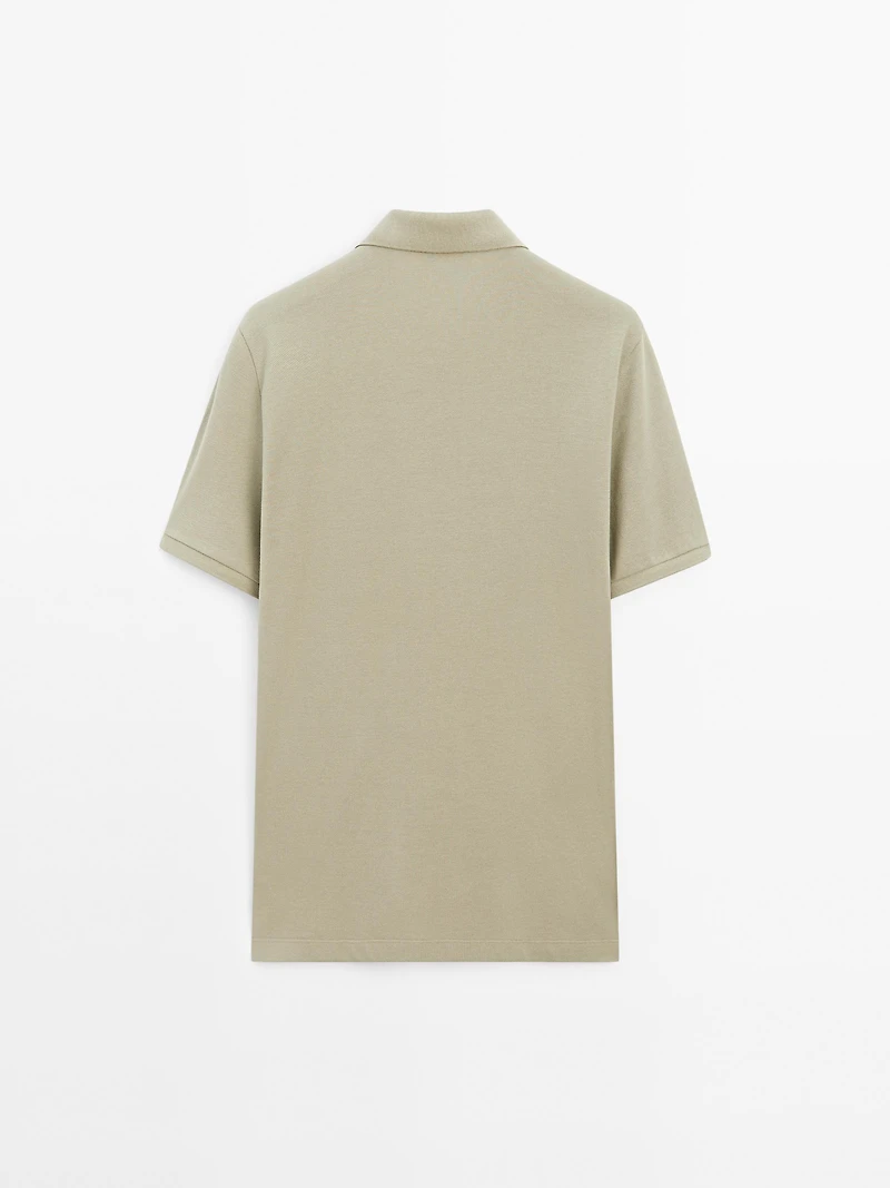 Polo micro-texture en piqué de coton