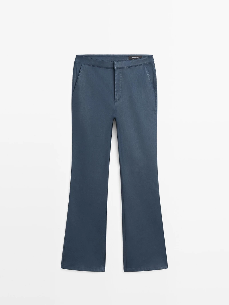 Waxed flared cropped pants