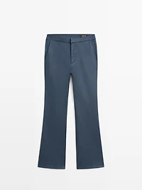 Waxed flared cropped pants