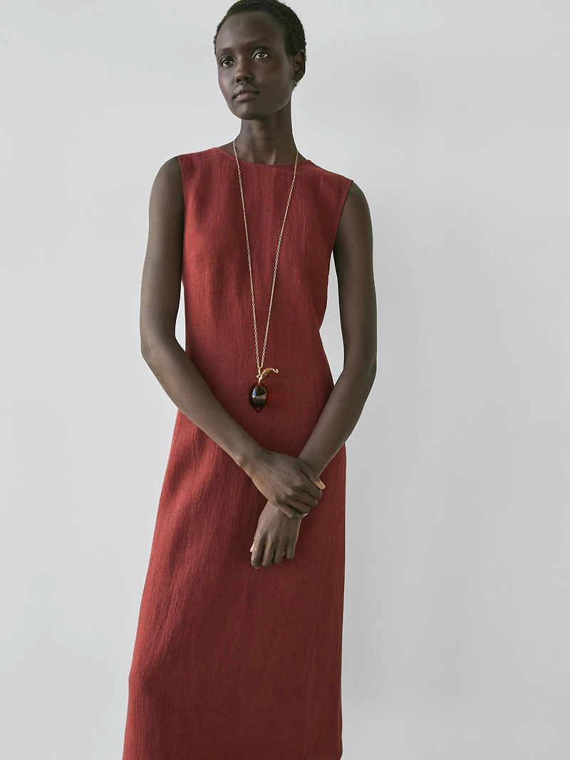 100% linen short dress