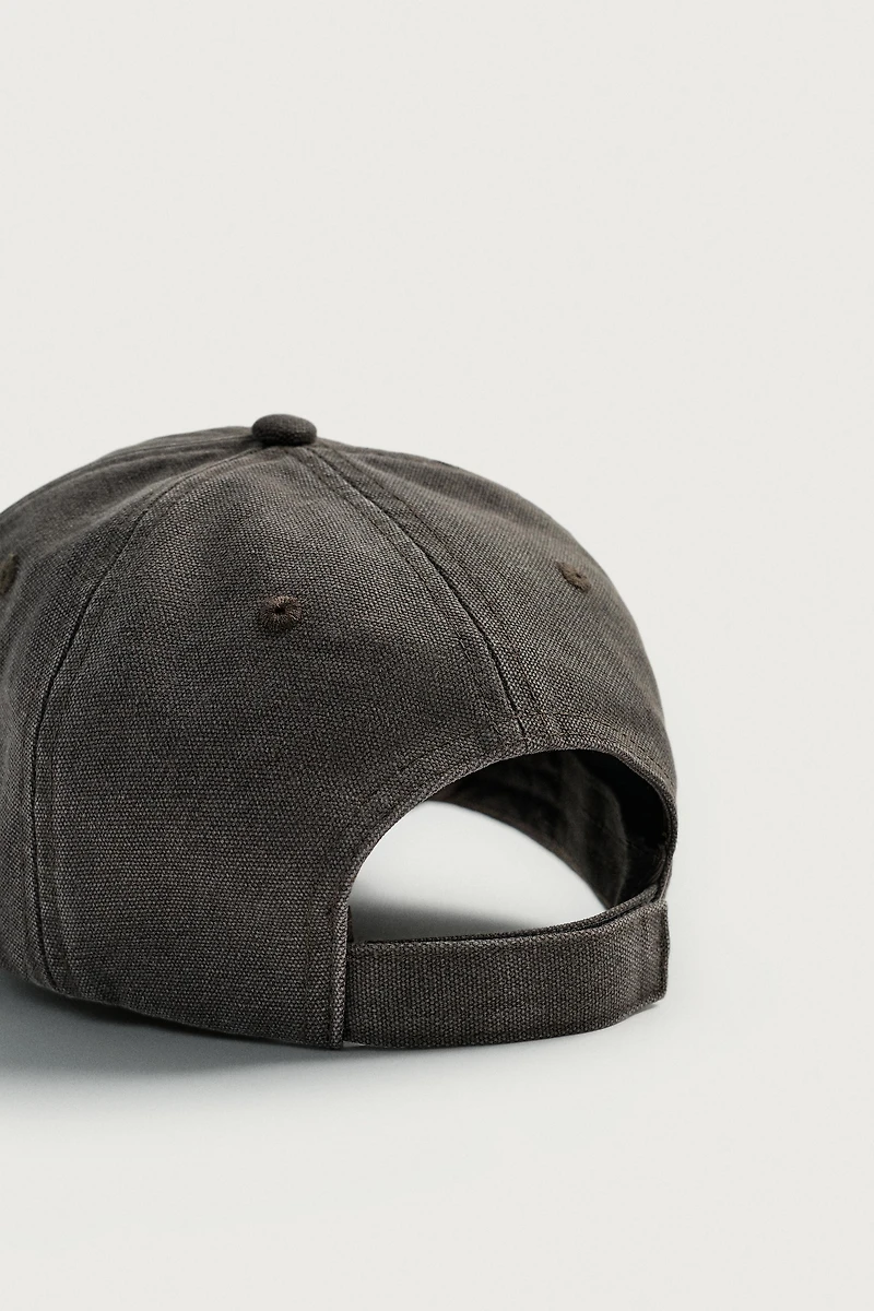 WASHED EMBROIDERED TEXT CAP