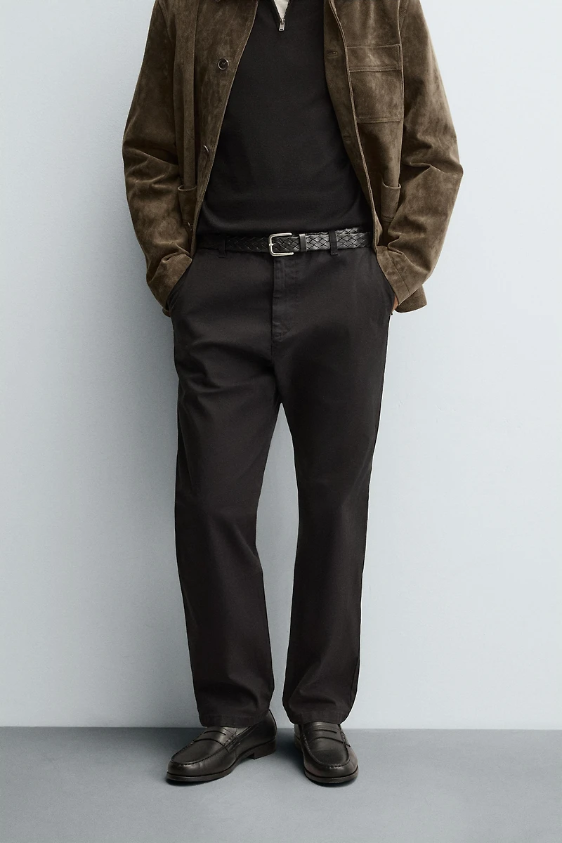STRAIGHT FIT TWILL PANTS