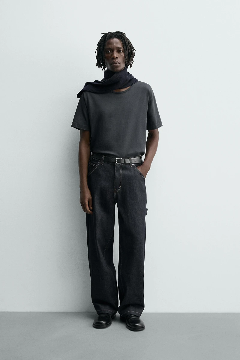 BAGGY FIT CARPENTER JEANS WITH TOPSTITCHING