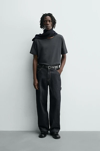 BAGGY FIT CARPENTER JEANS WITH TOPSTITCHING