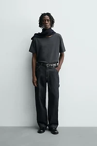 BAGGY FIT CARPENTER JEANS WITH TOPSTITCHING