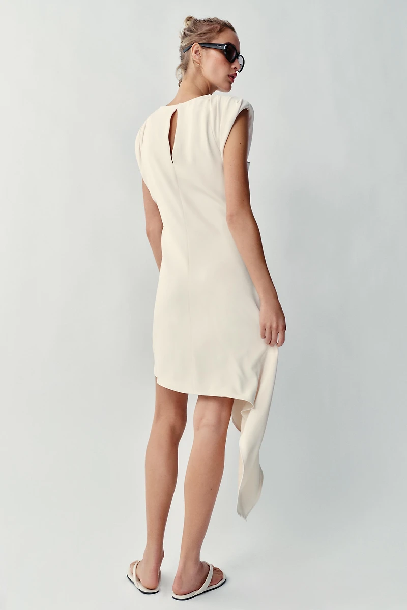 ASYMMETRIC SHORT DRESS WITH SHOULDER PADS